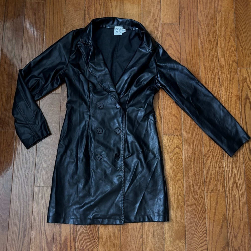 Princess Polly Faux Leather Black Blazer Jacket
